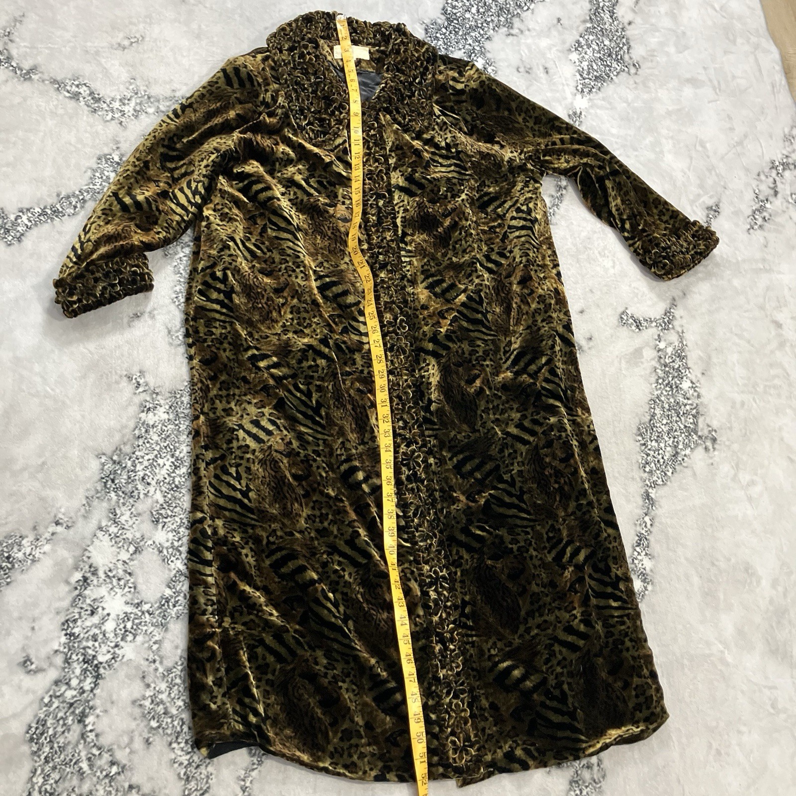 Vintage Rose Animal Print Velvet Burnout Duster Robe Jacket Silk Blend Size M