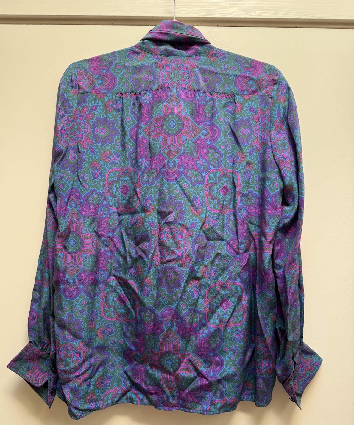 Vintage YSL Yves Saint Laurent Patterned Bow/Tie Women’s Blouse Shirt Sz 38