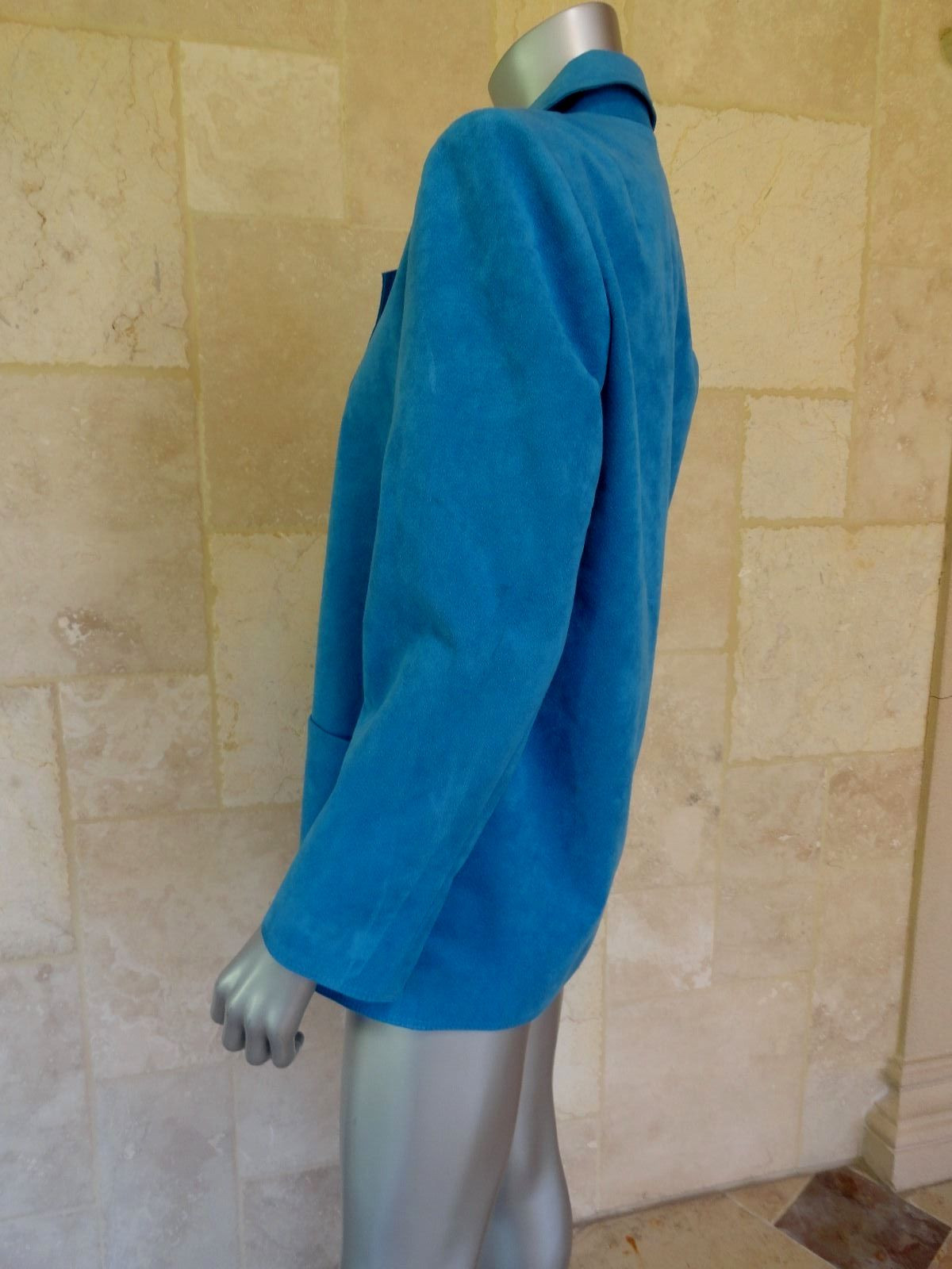 Adolph Schuman for Lilli Ann Blue Suede Casual Wear to Work Blazer Jacket Sz M
