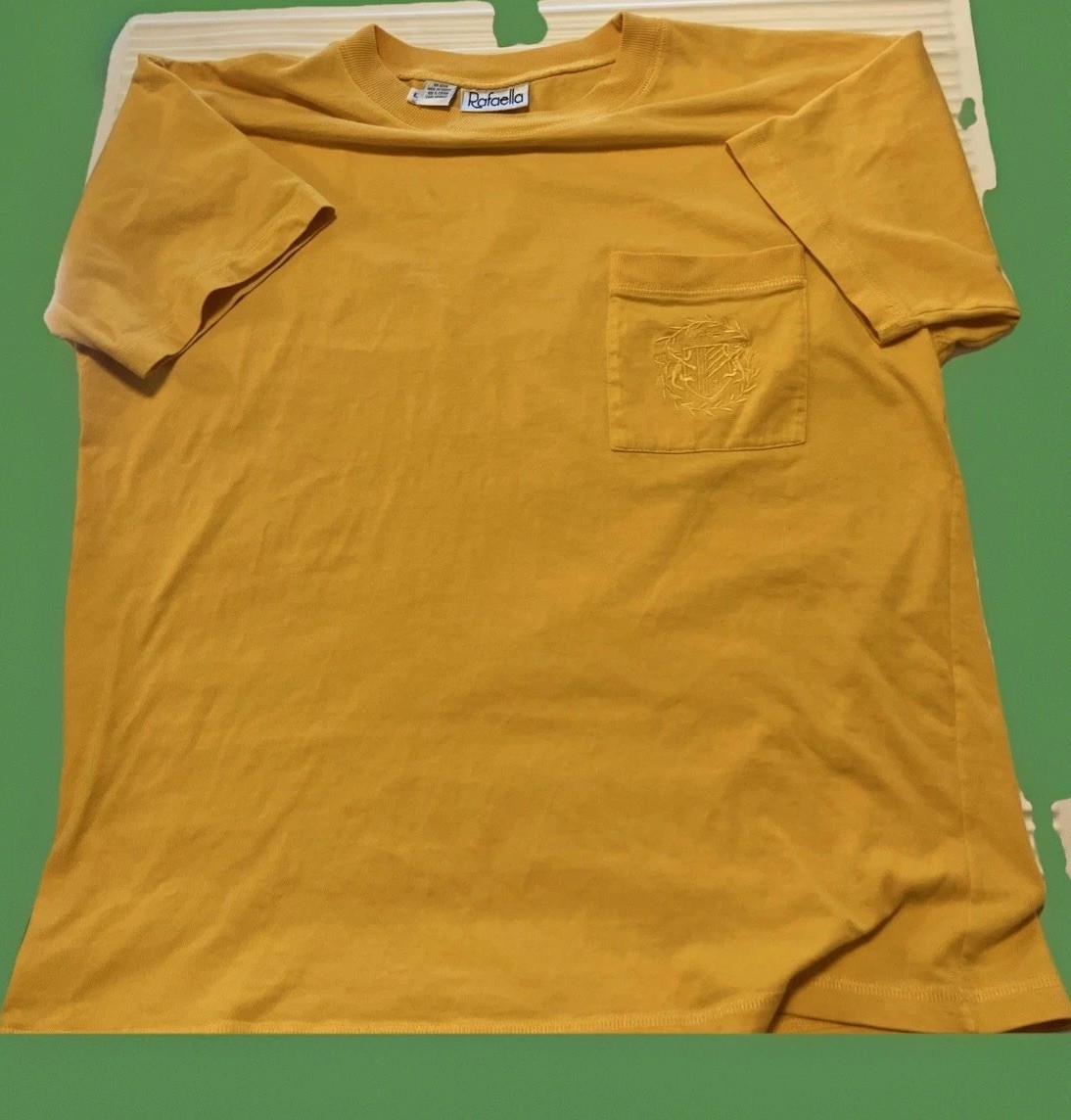 Vintage Women’s Top Embroidered Front Pocket Rafaella Size L Yellow 90s