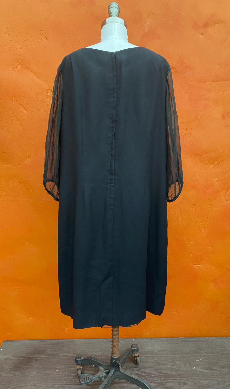 Vintage 1960s Black Beaded Rhinestone Dress. Party Cocktail Plus Size XXL 2XL