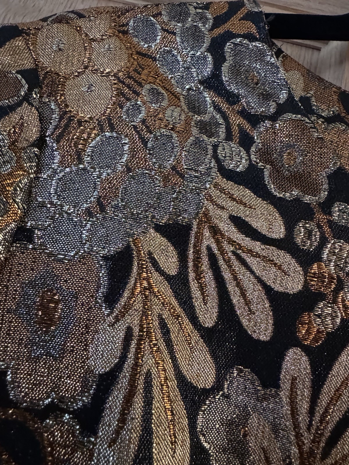 60’s Gold Metallic Textured Brocade Dress VTG Cocktail Midi – Medium