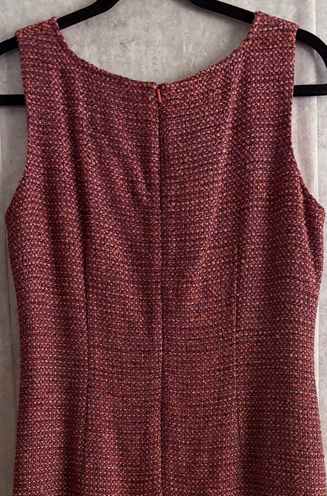 Talbots 2pc Silk Blend Multi Rasberry/Wine Tweed Sheath Dress Jacket Set Sz12P