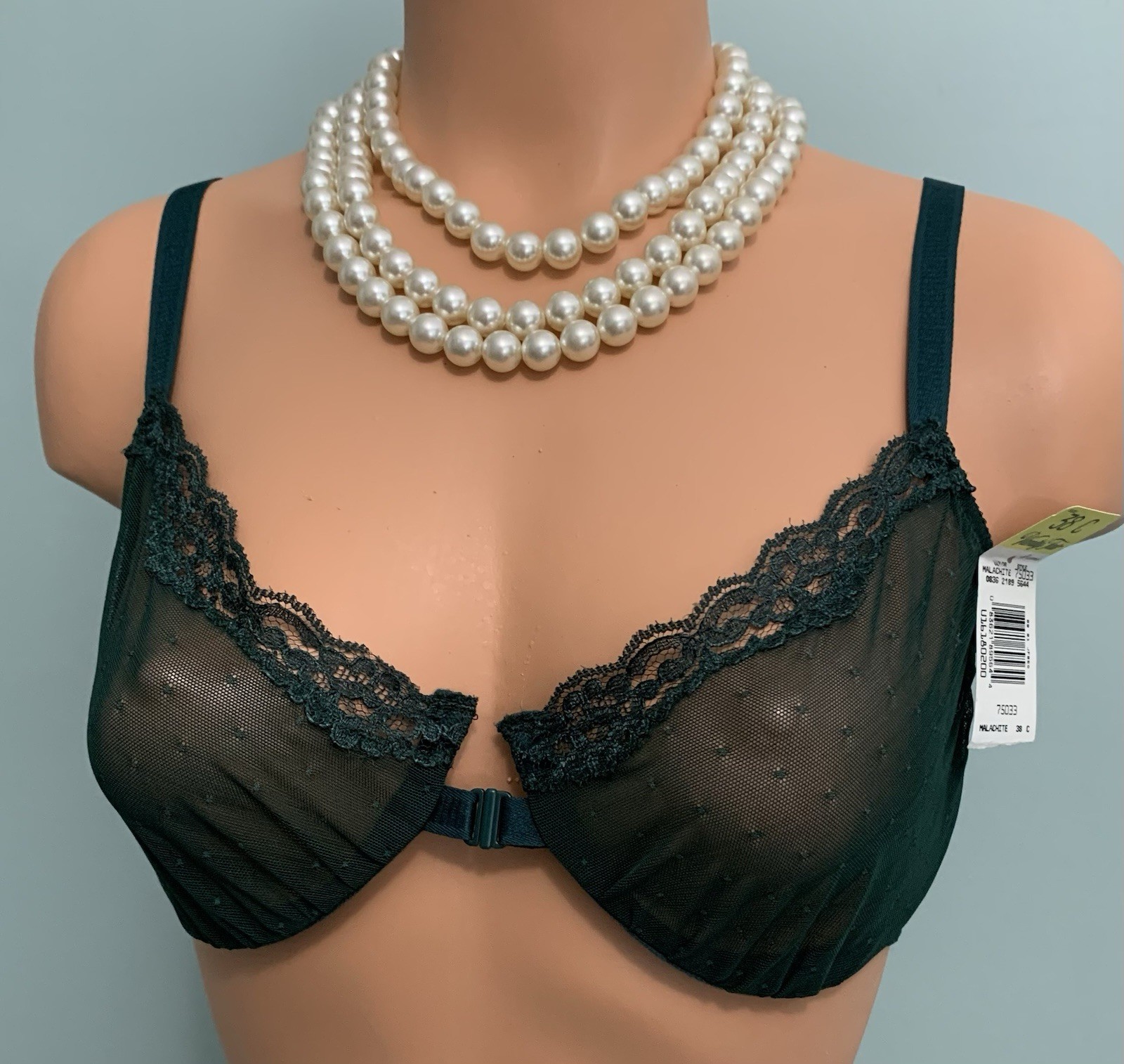 Vtg NEW SHEER Chiffon Lace Vanity Fair UW Bra 38C Front Closure NOS