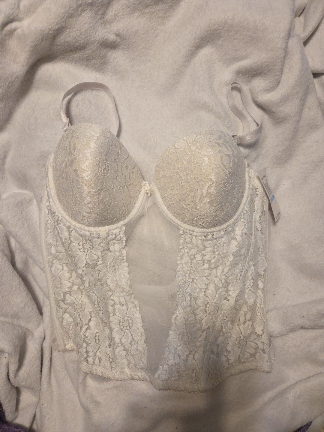 NWT Vintage Fashion Forms White Lace Bridal Bustier 36C Removable Straps