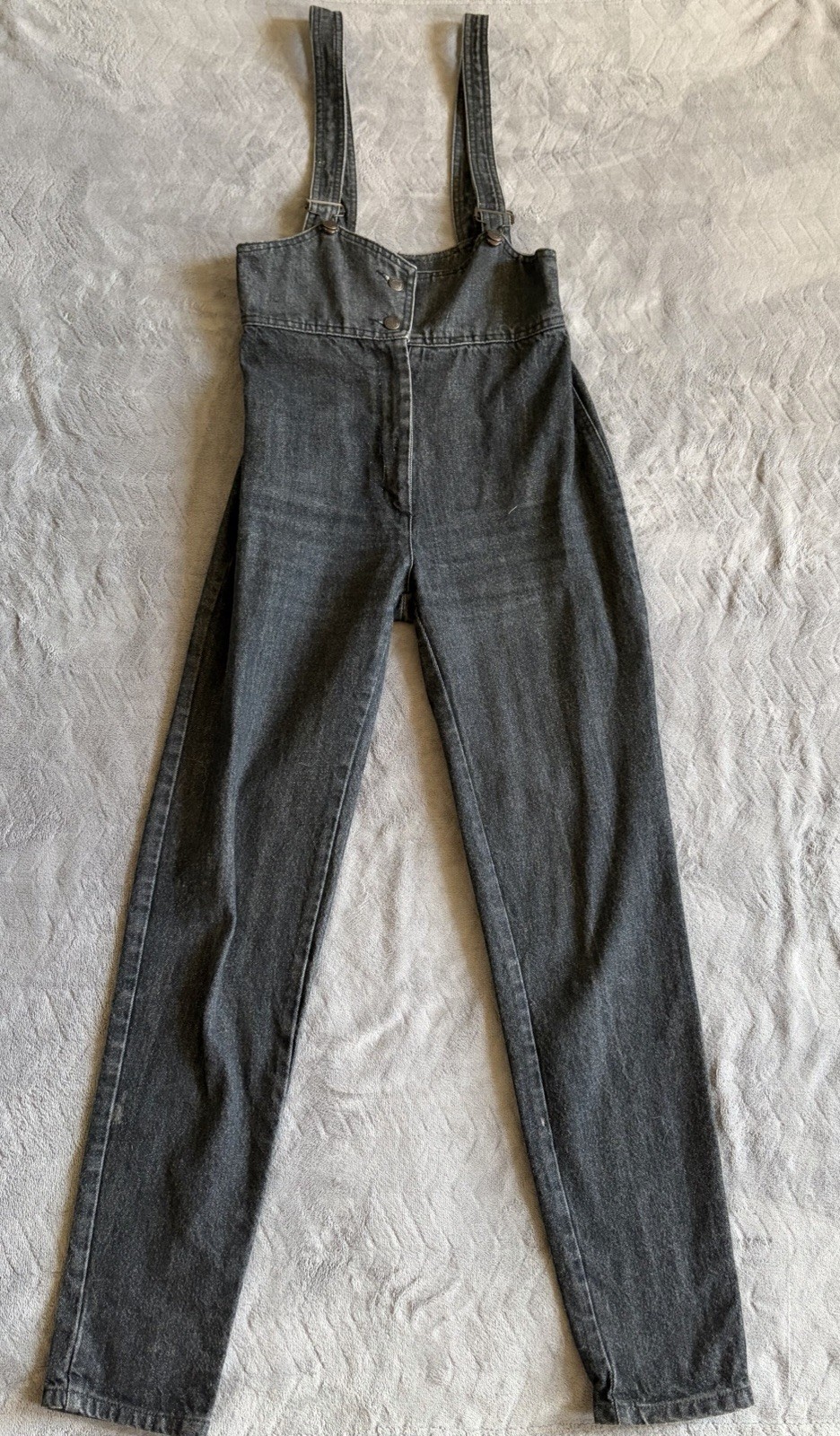 Vtg Fredericks 80&rsquo;s Denim Suspender Overall Women&rsquo;s High Waist Jeans Black 11/12