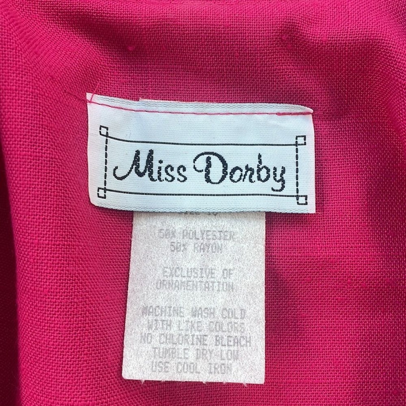 Miss Dorby Vintage Collared Button Down Dress Hot Pink 16