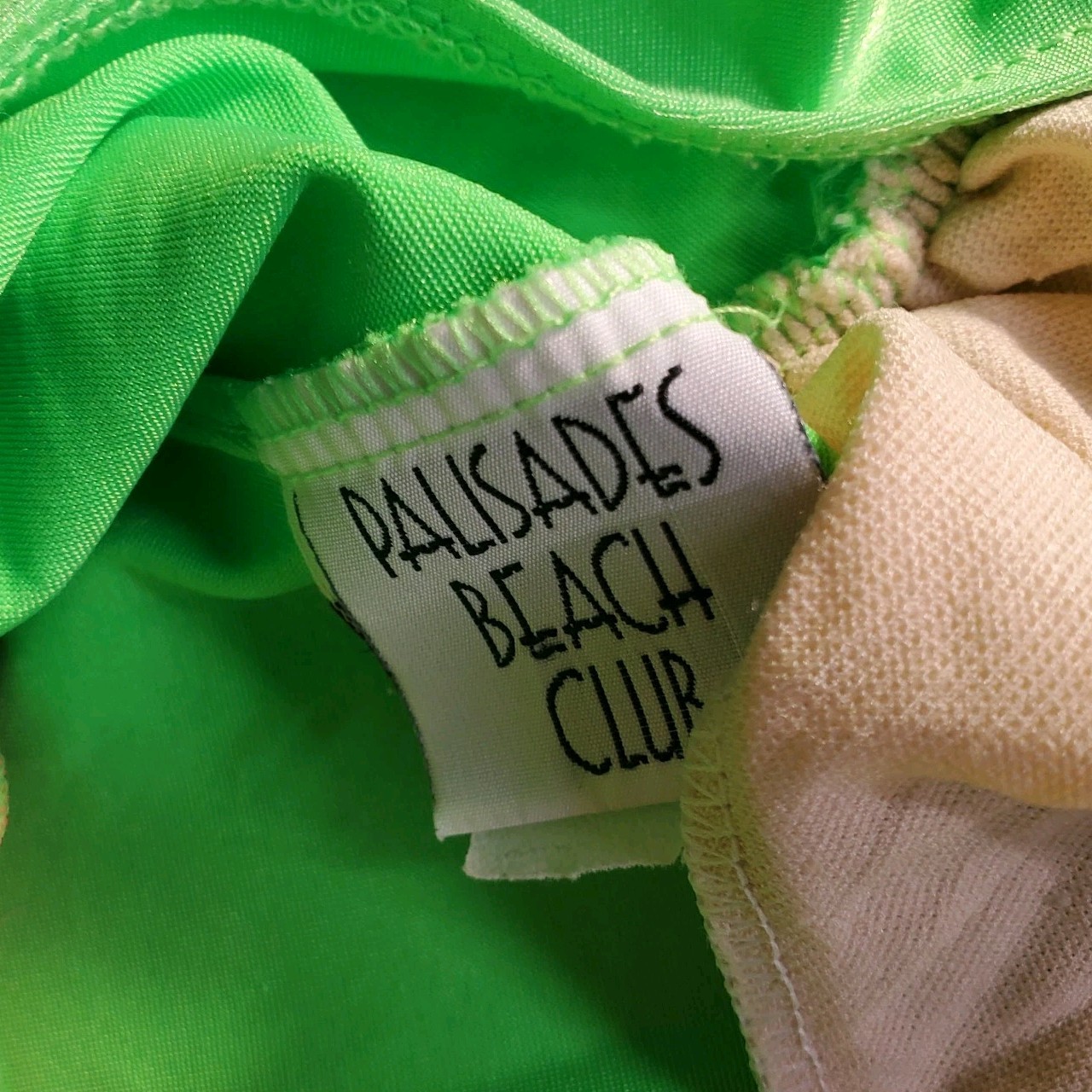 Vintage 90s Palisades Beach Club Colorblock Swimdress Romper Swimsuit Neon