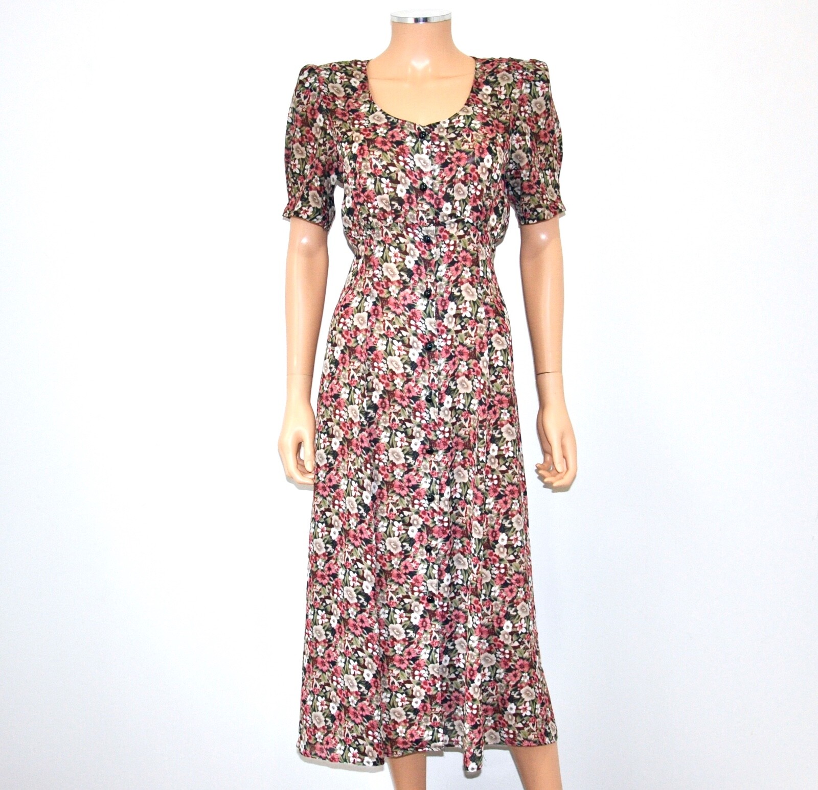 VTG 80&rsquo;S Floral Midi Shirtdress Reformation Style Dress By Choice California