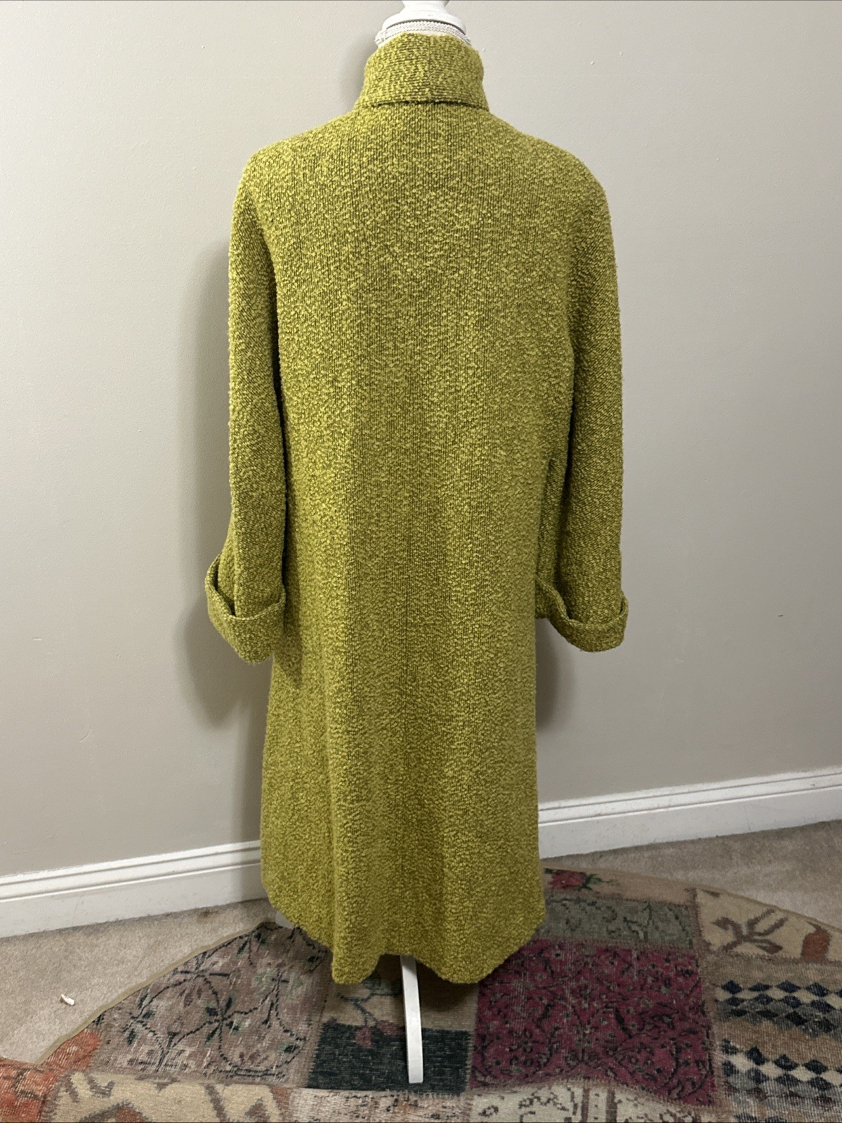 Vtg Jordan Marsh Boston Long Chartreuse Coat