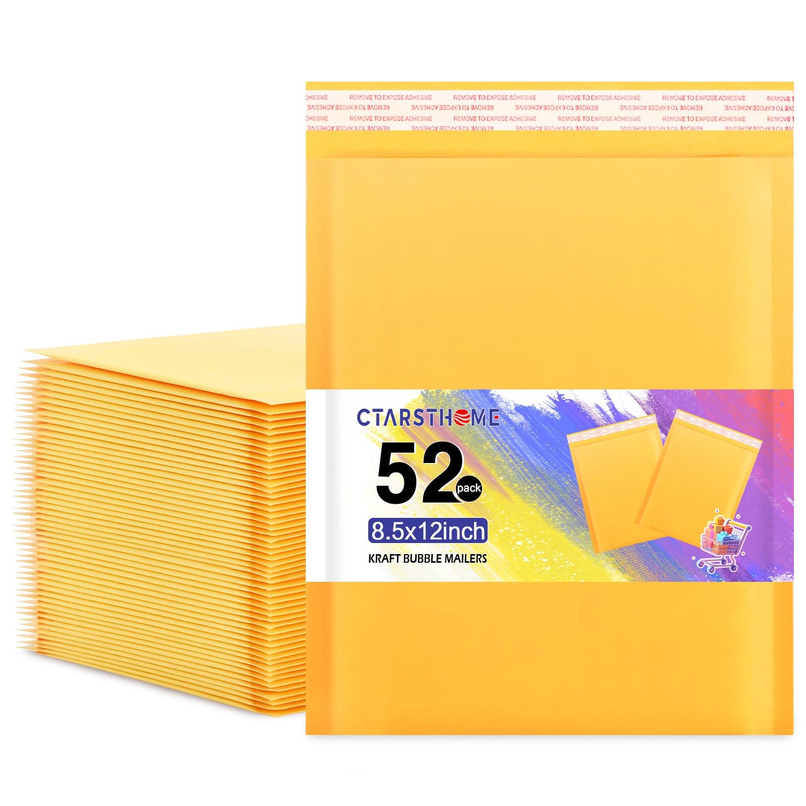 Ctarsthome 52Pack Yellow 8.5x12in Kraft Bubble Mailers Small Business Mailing Pa
