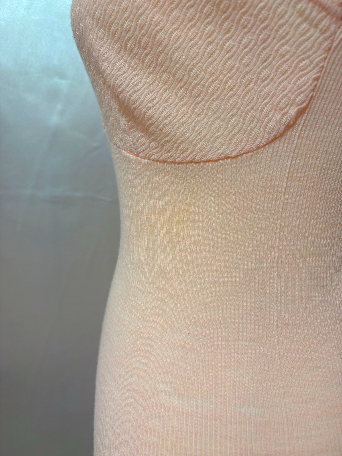 Vintage 1970s 1980s Italy mamabu Wool knit Camisole Top Pink Lace Romantic Boho