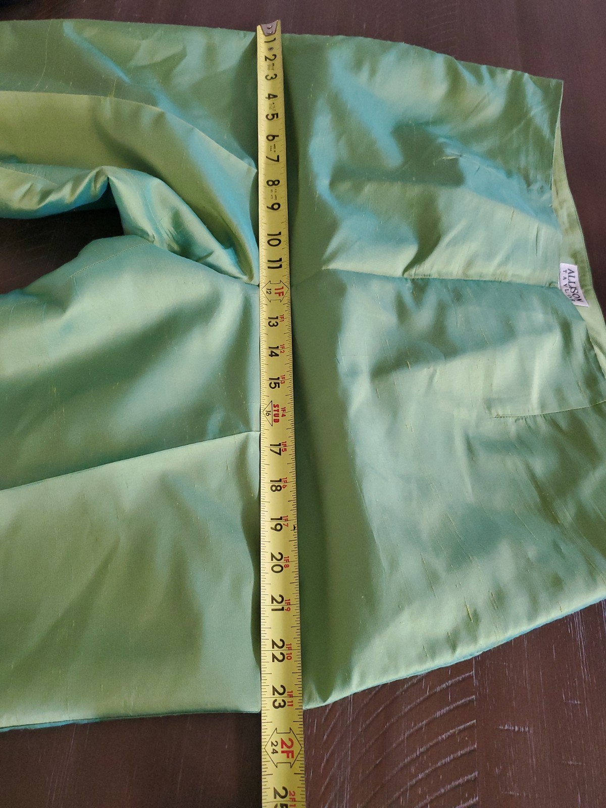 ALLISON TAYLOR Vintage Silk Lime Green 2pc Pant / Jacket Suit Women&rsquo;s XL /14