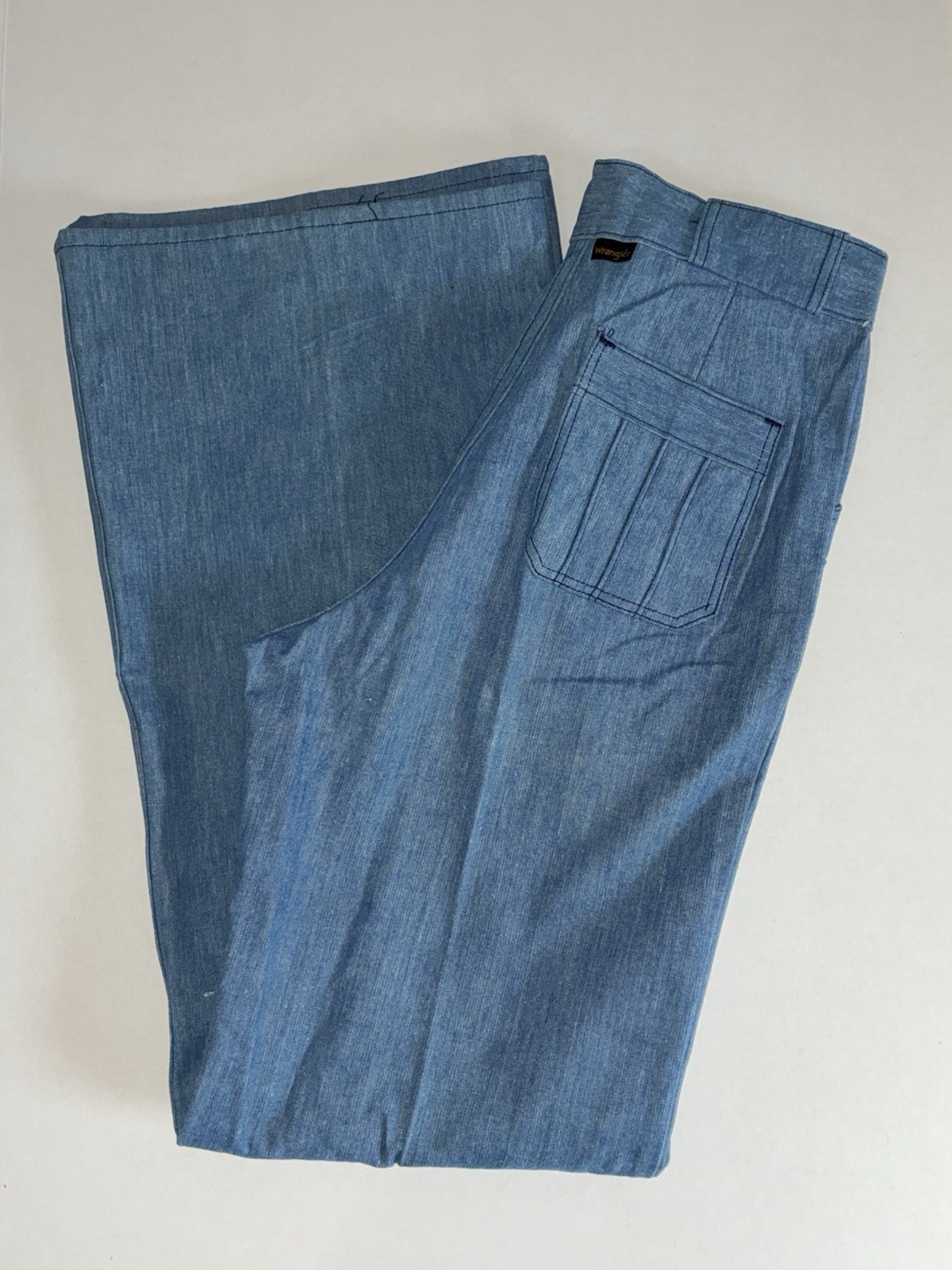 Early 70&rsquo;s Wrangler Jeans Pleated Jr Misses 15/16 Cowgirl Hippie Wide Leg READ
