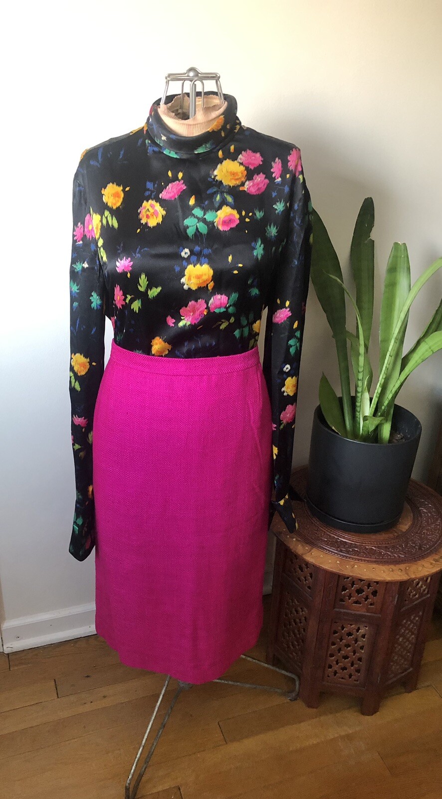 Vintage Emanuel Ungaro For Bergdorf Goodman Floral Silk Blouse, French Cuffs