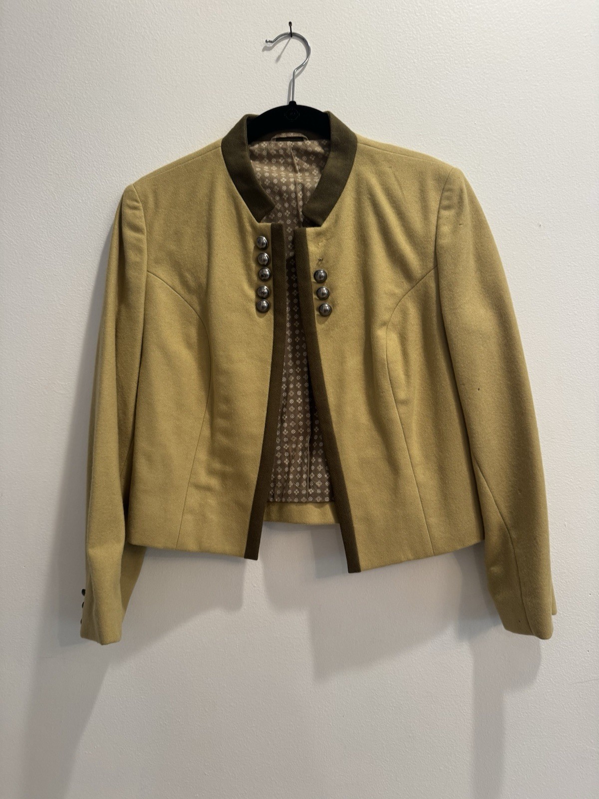 VTG 1960s German Cropped Jacket Greenish Khaki Silver Buttons Oktoberfest MCM