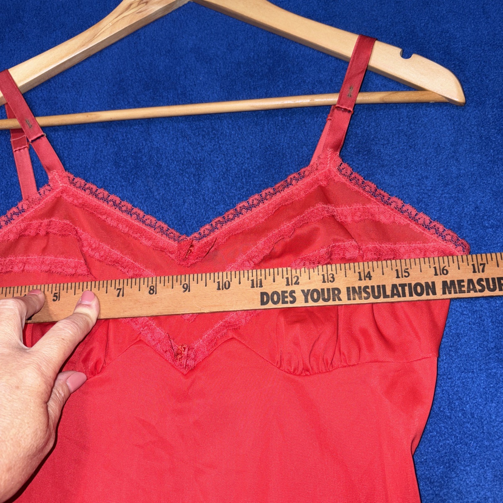 Strutwear Vintage 1950’s Red Nylon Slip Dress Lace Small 34