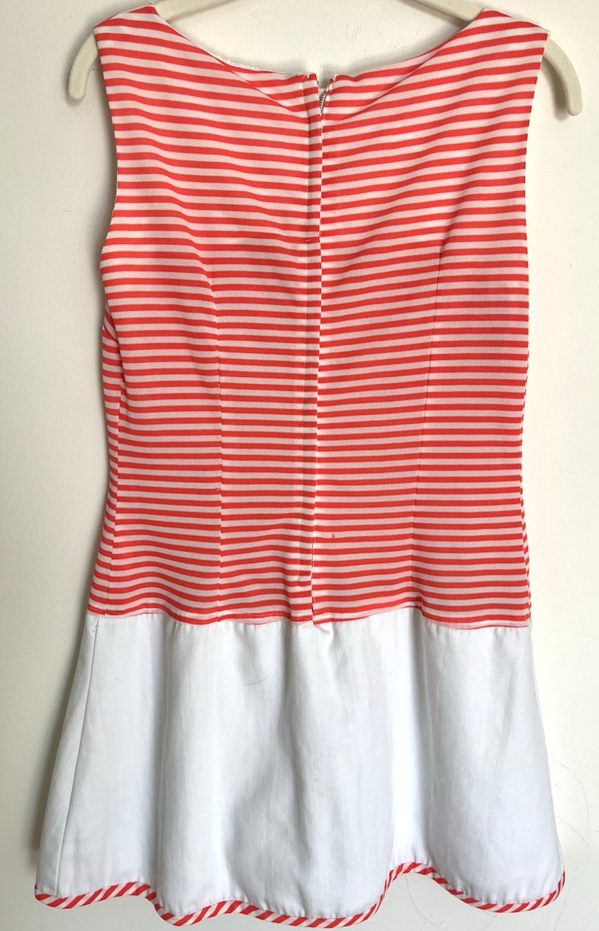 Vintage 1960s 70s Shift Dress Skort Orange White Stripe Shorts Handmade? READ