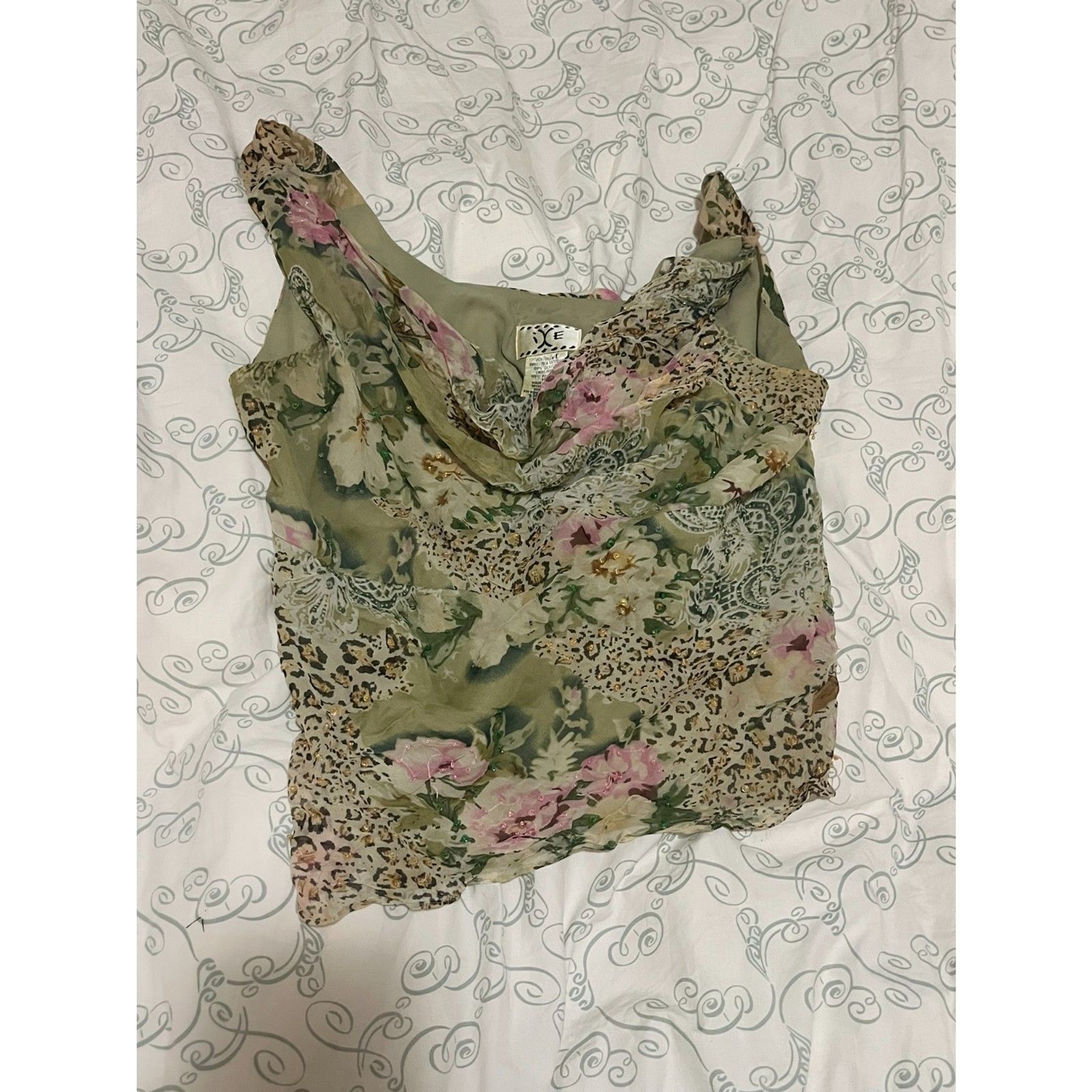 Rare Vintage Two Piece Silk Chiffon Set