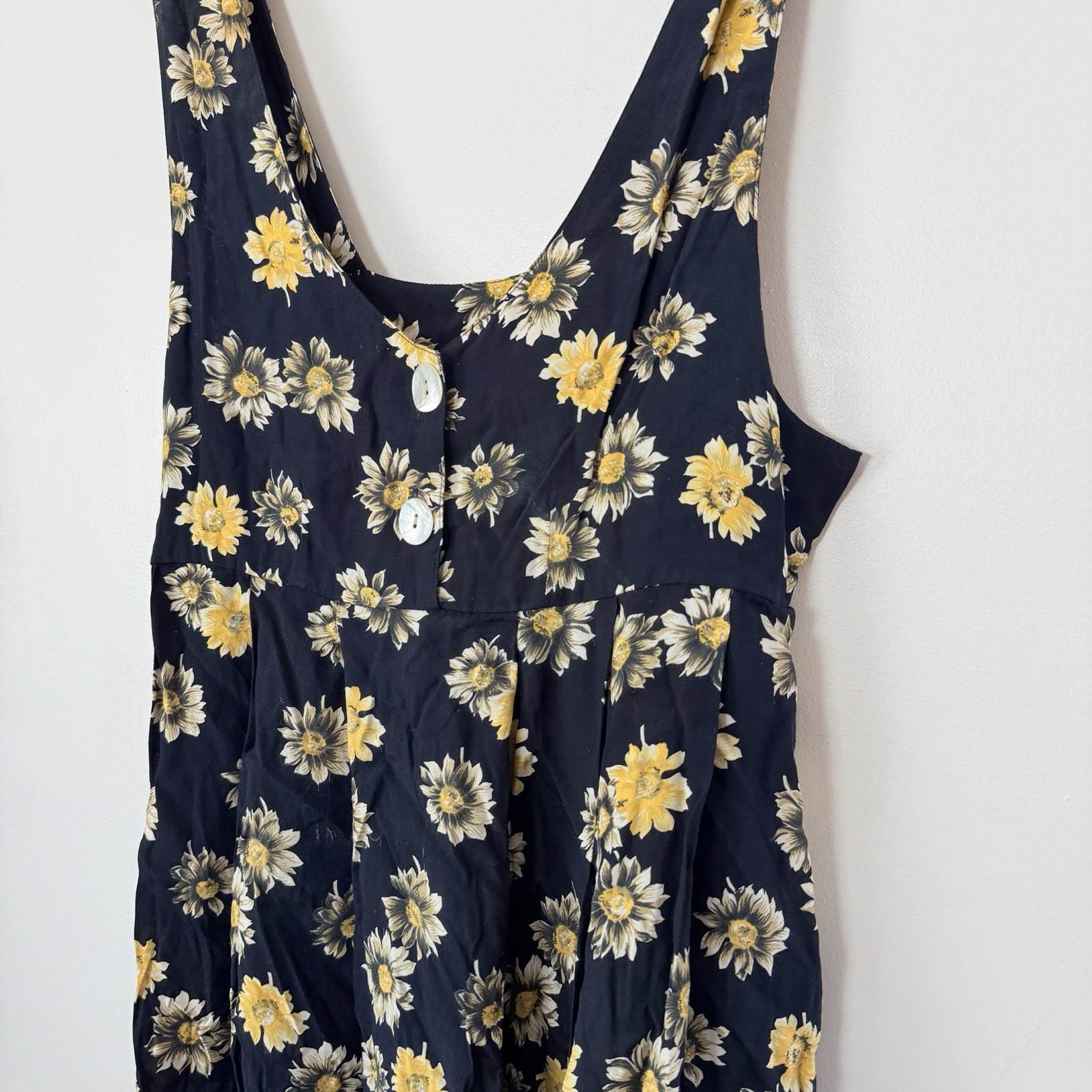 Vintage 90s Express Compagnie Internationale Floral Daisy Rayon Maxi Dress