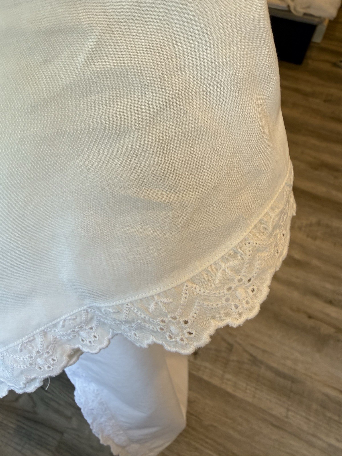 Vintage 50s 60s Shadowline Cotton Nightgown Slip Eyelet Ribbon Size 36 Cottage
