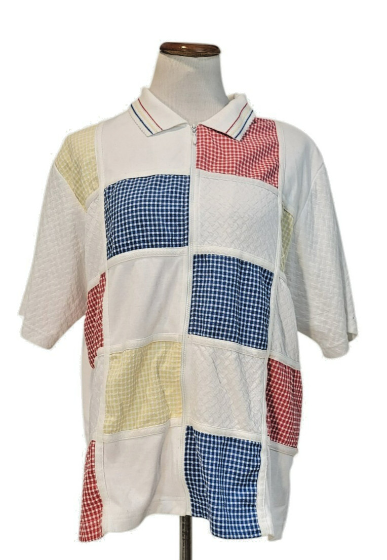 Koret Francisca Vintage 1990s Multicolor Zip Up Colorblock Shirt Size XL