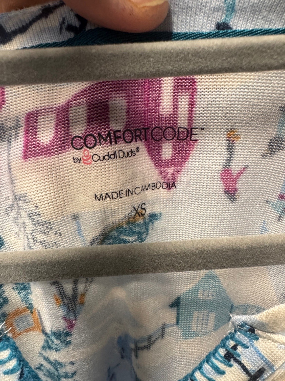 DA3292 Comfort Code by Cuddl Duds Loungewear Tunic Top XS Winter Village Print