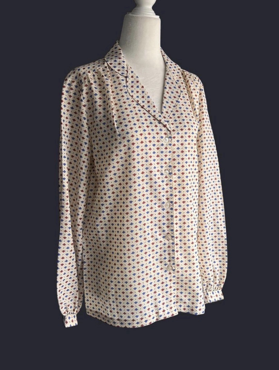 Vintage Sears 1970’s 80’s polyester button up shirt Size 10 pit to pit 19”