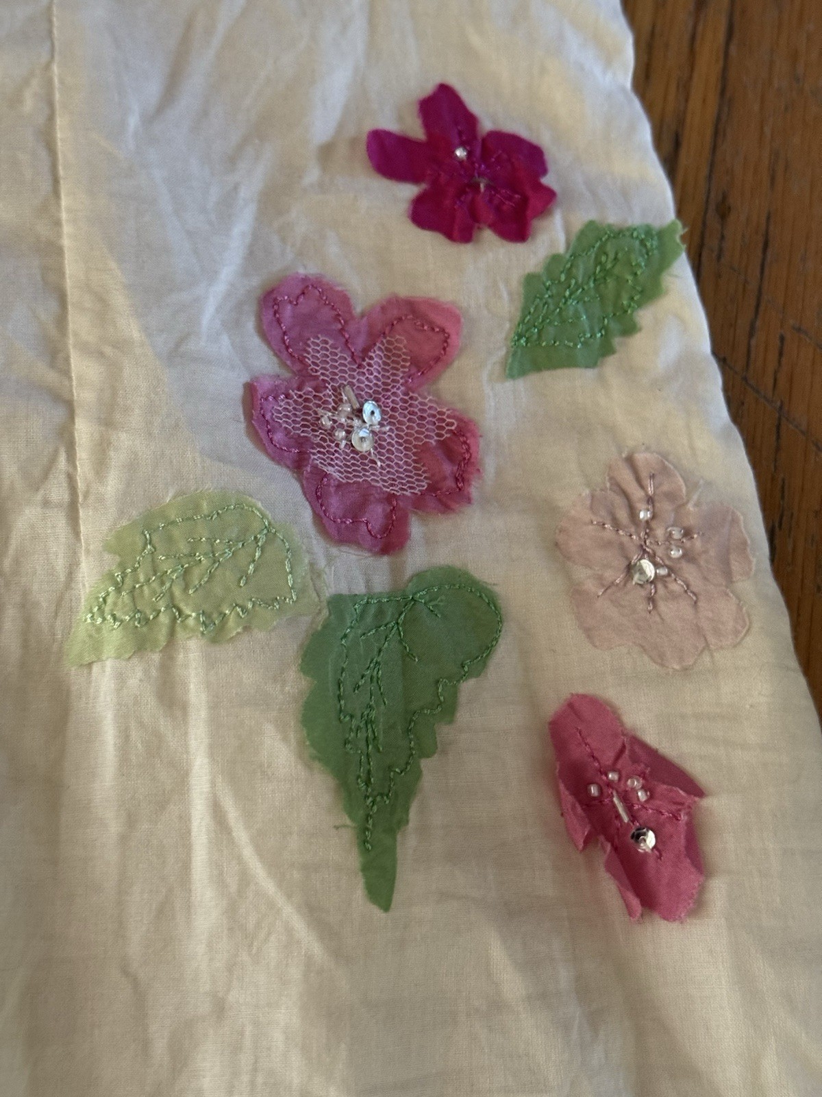 Vintage Mini Strap Wet Seal Lined Pure Cotton Flower Patched Summer Dress Junior