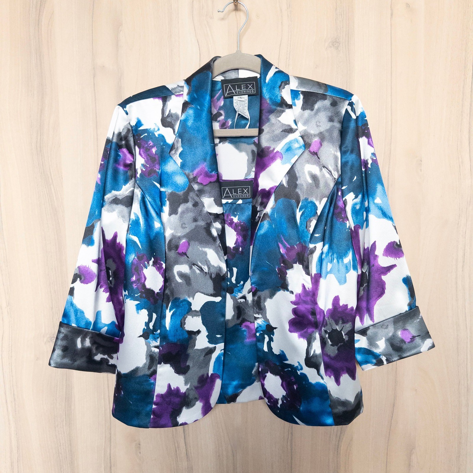 VTG Alex Evenings Womens Jacket Tank Set Sz L Floral Evening Chic Glam