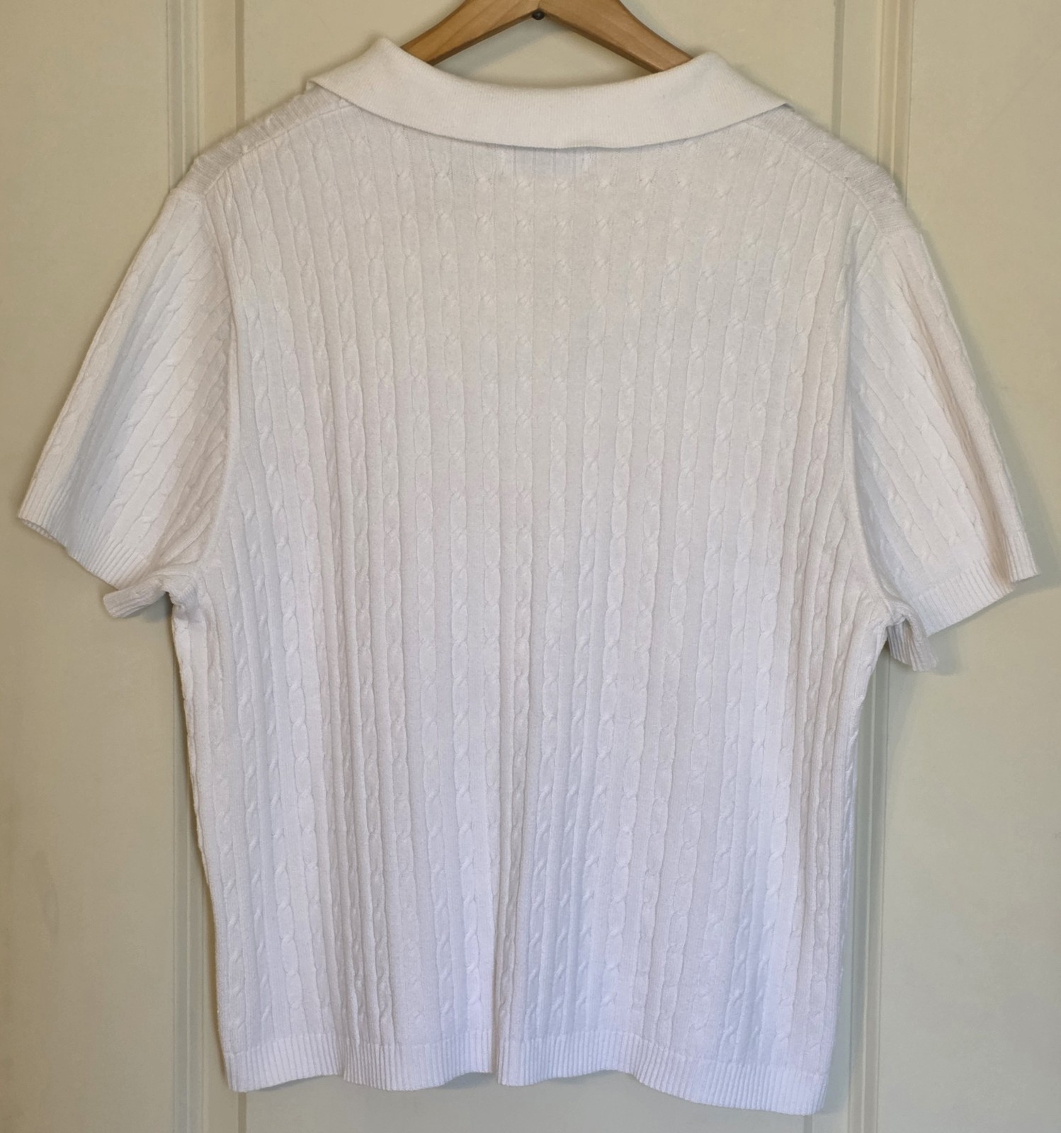 VTG White Stag Cable Knit Polo Sweater XL White 90s Streetwear Unisex Mens M L