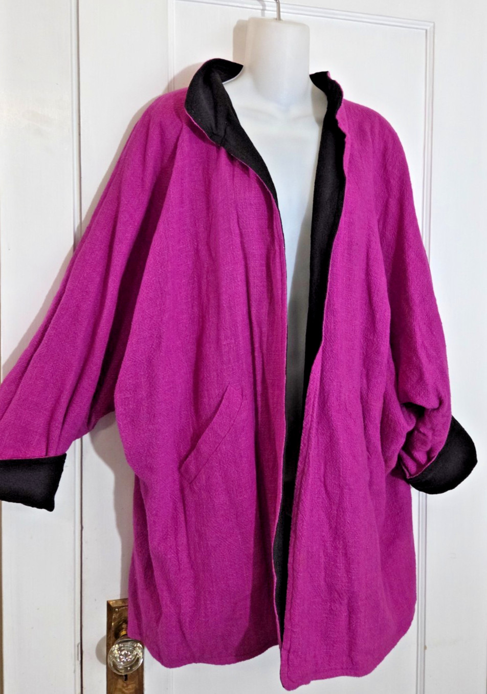 VINTAGE 100% Cotton SANGAM IMPORTS Reversible JACKET, XL, Pink & Black