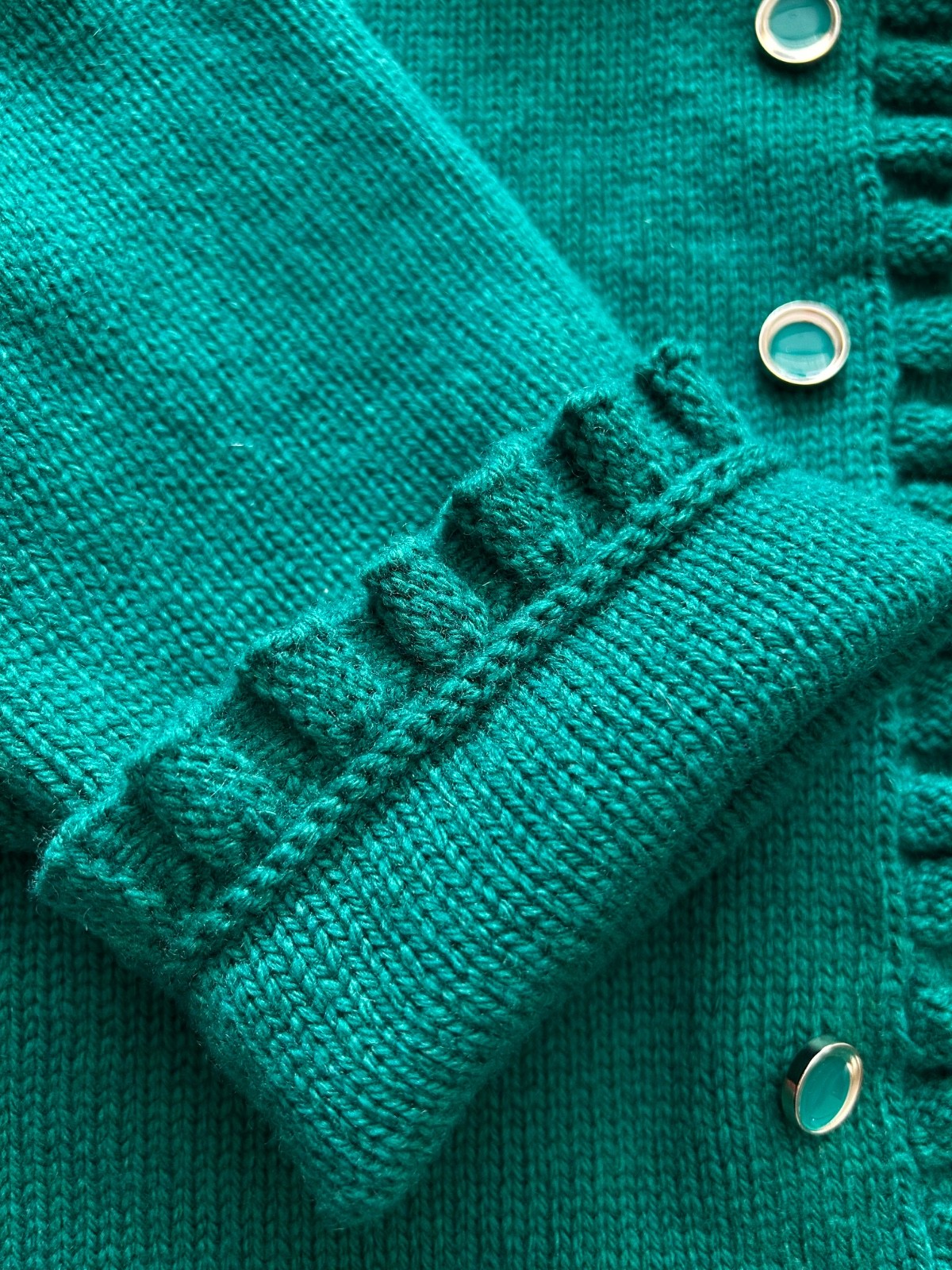 Wool Cashmere Knit Cardigan, Wool Sweater, Handmade Vintage Green Belted Blouse