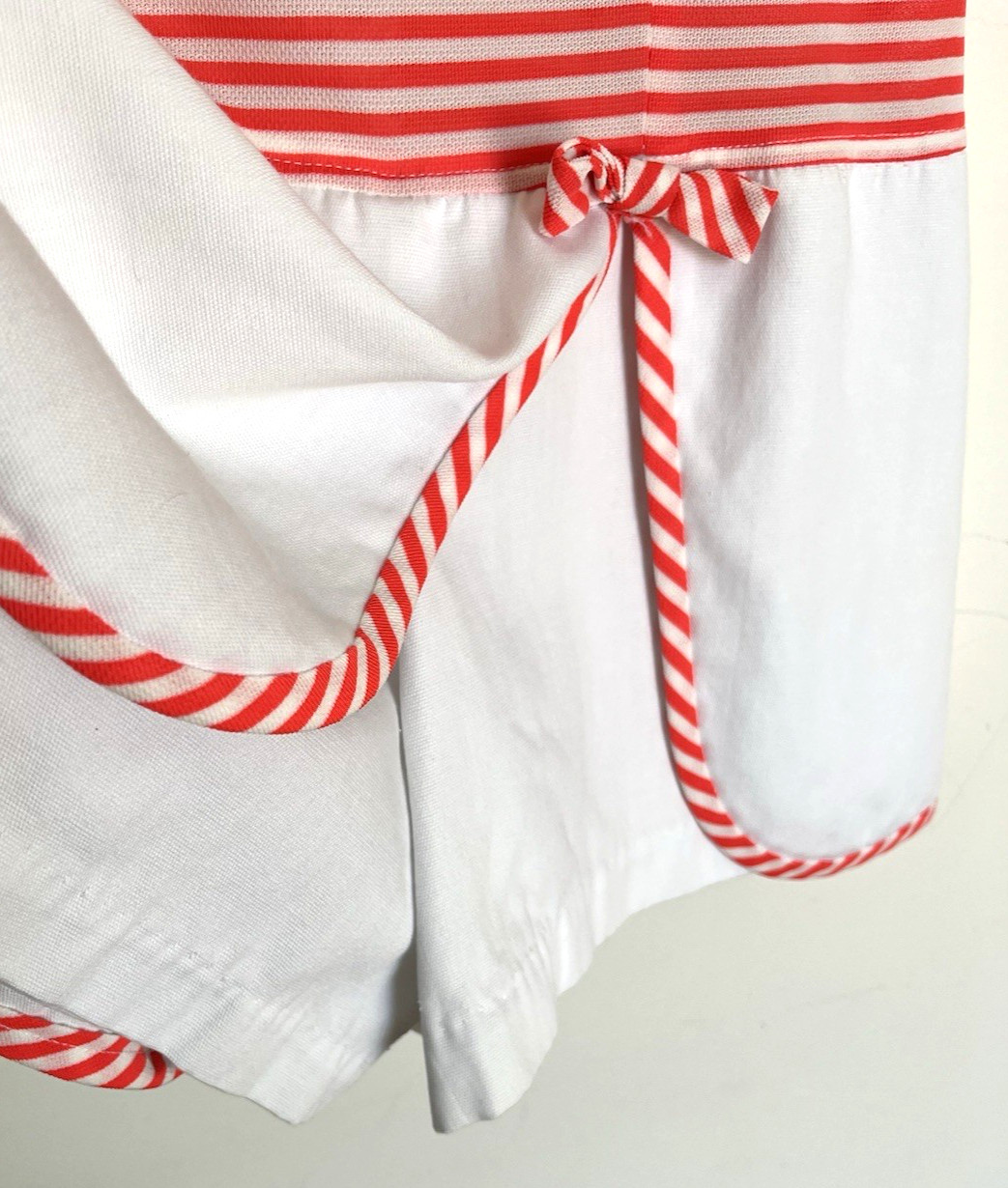 Vintage 1960s 70s Shift Dress Skort Orange White Stripe Shorts Handmade? READ