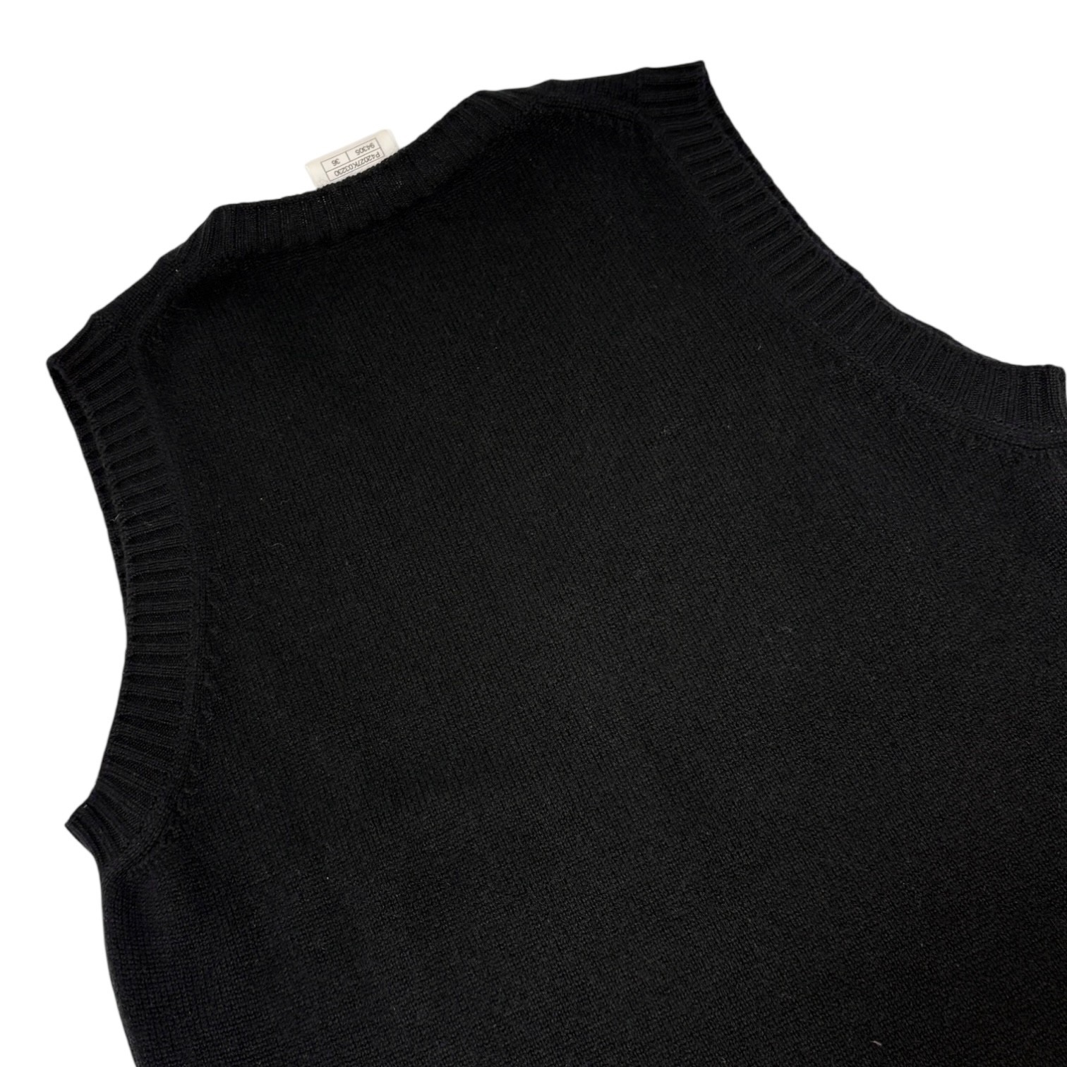 CHANEL Vintage P42027 CC Turnlock Sleeveless Cashmere Knit Dress #36 Black