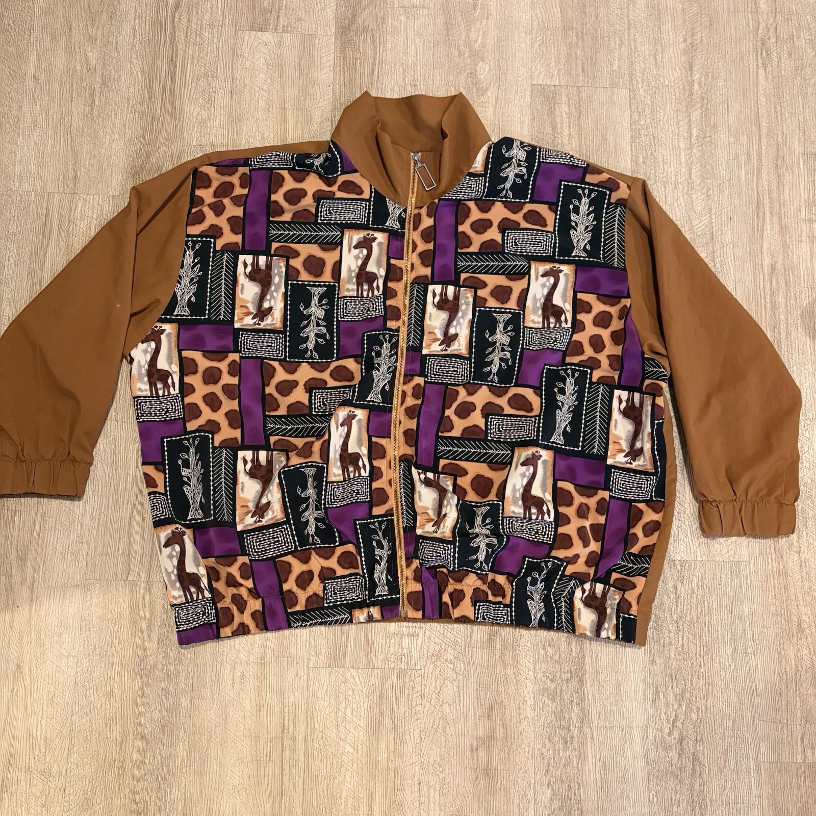 Vintage Silver Threads Windbreaker Sports Jacket 3XL, 80s/90s, Animal Print, USA