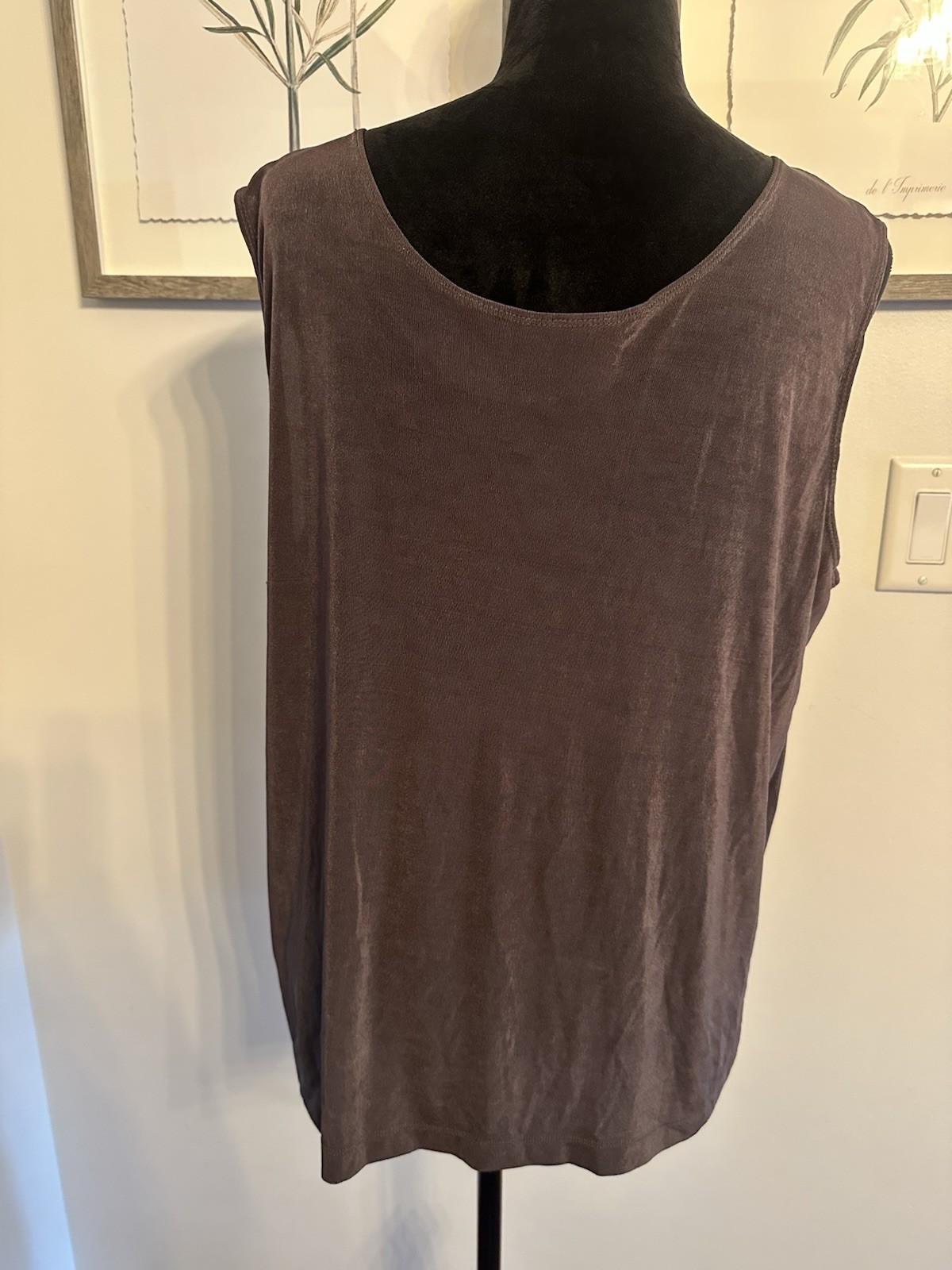 Brown Twinset Buttoned Tunic Top W/Tank Jersey Knit By UNITS Vintage Size 2X
