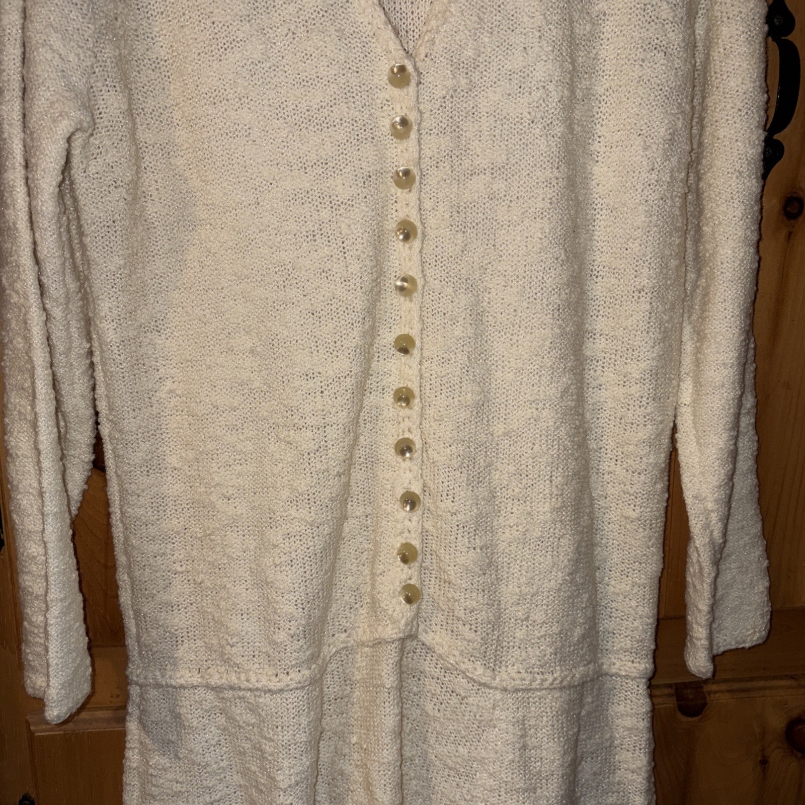 Vintage St John Knits Dress Sweater Set Size S/M 70s Creamy Beige Crocheted