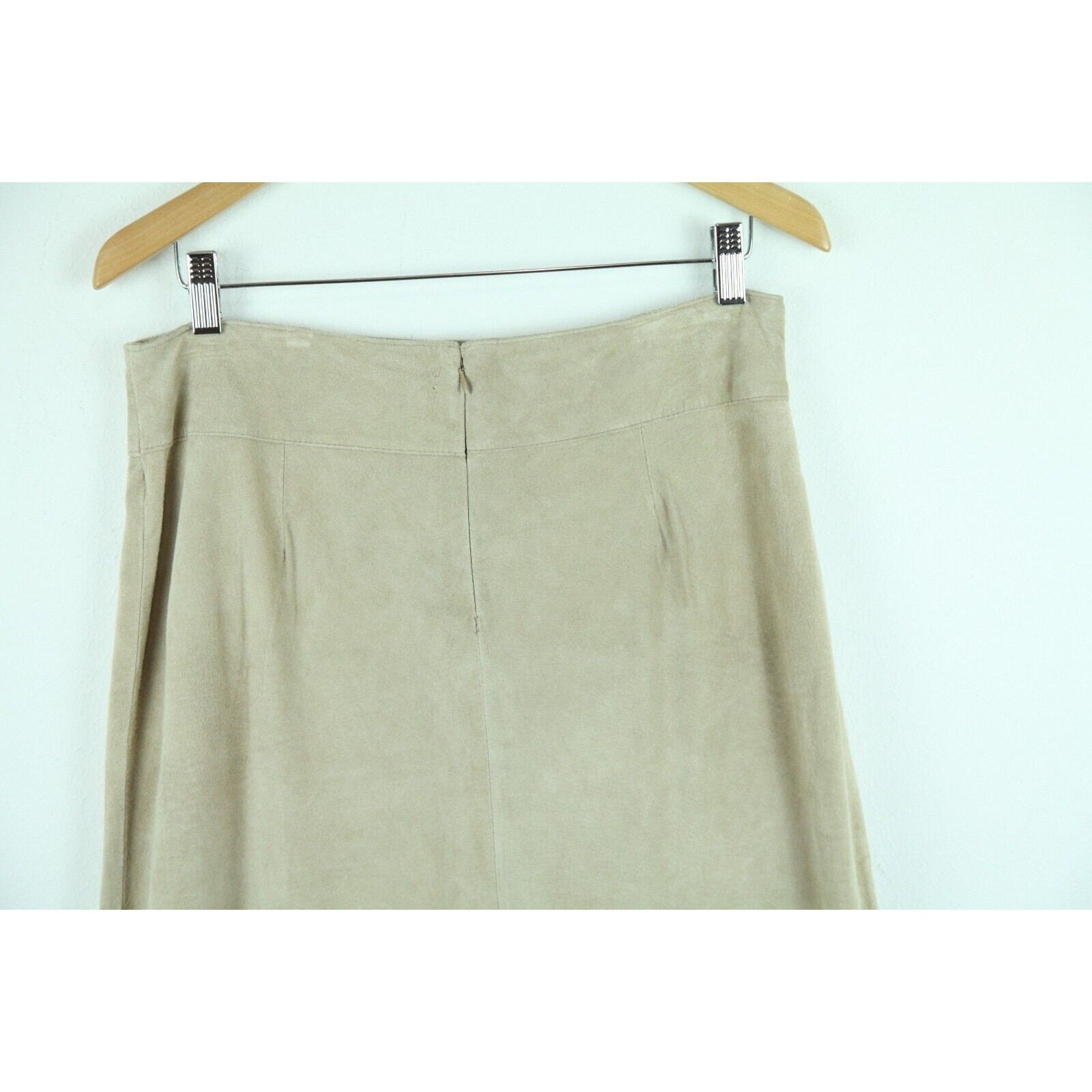 Vintage 90s Y2K Suede Midi Skirt Punch Out Lace Western Cowgirl Boho Hippy 12 L