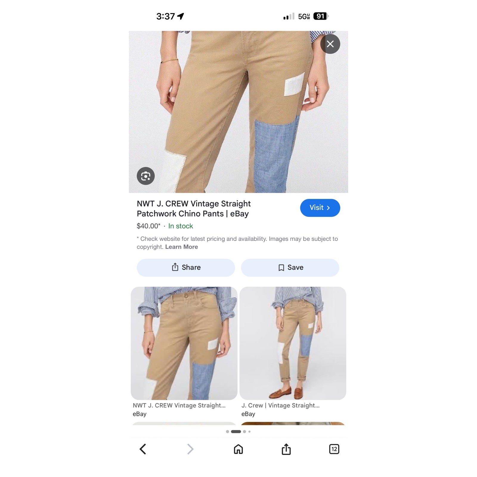 J.Crew Womens 25 Patchwork Chino Pants Cotton Vintage Straight Khaki NWT Preppy