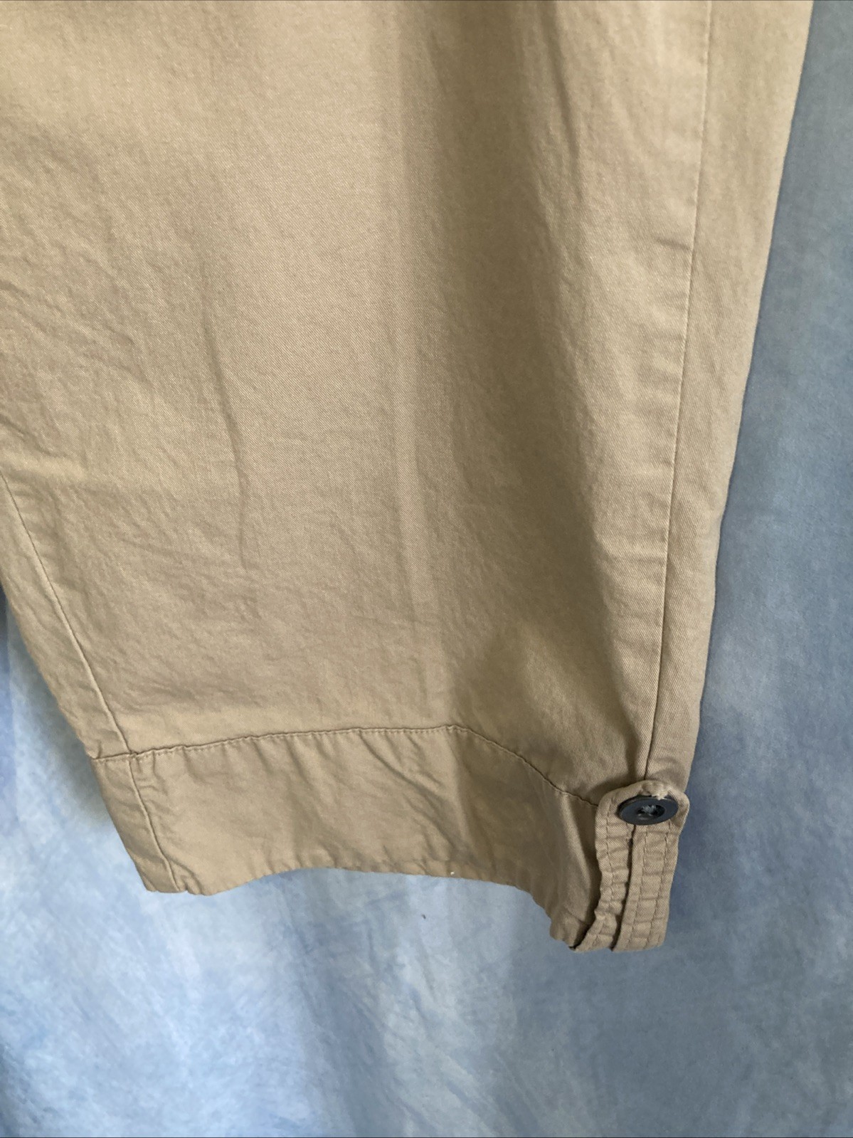 Vintage 90s Y2K Basic Editions Embroidered Khaki Capris Womens Small 100% Cotton