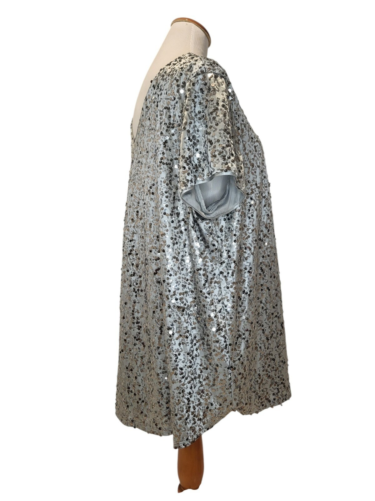 Vintage Roaman&rsquo;s Silver Sequin Sparkle Disco Glitter Glam Blouse Top Shirt 22W