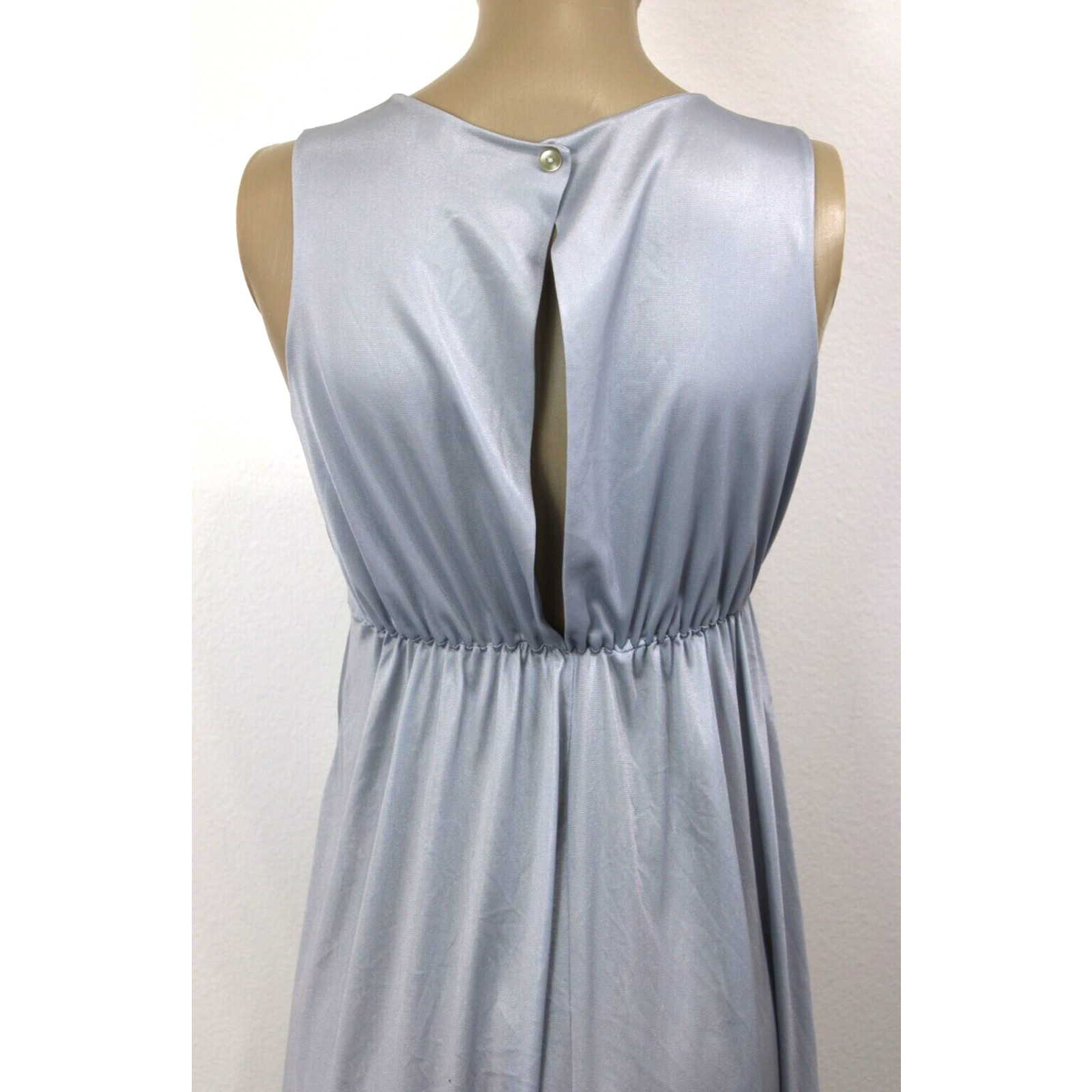 Nightgown Size S Vintage 70’s Silver Gray Satin Silky Long Full Flowy Women&rsquo;s