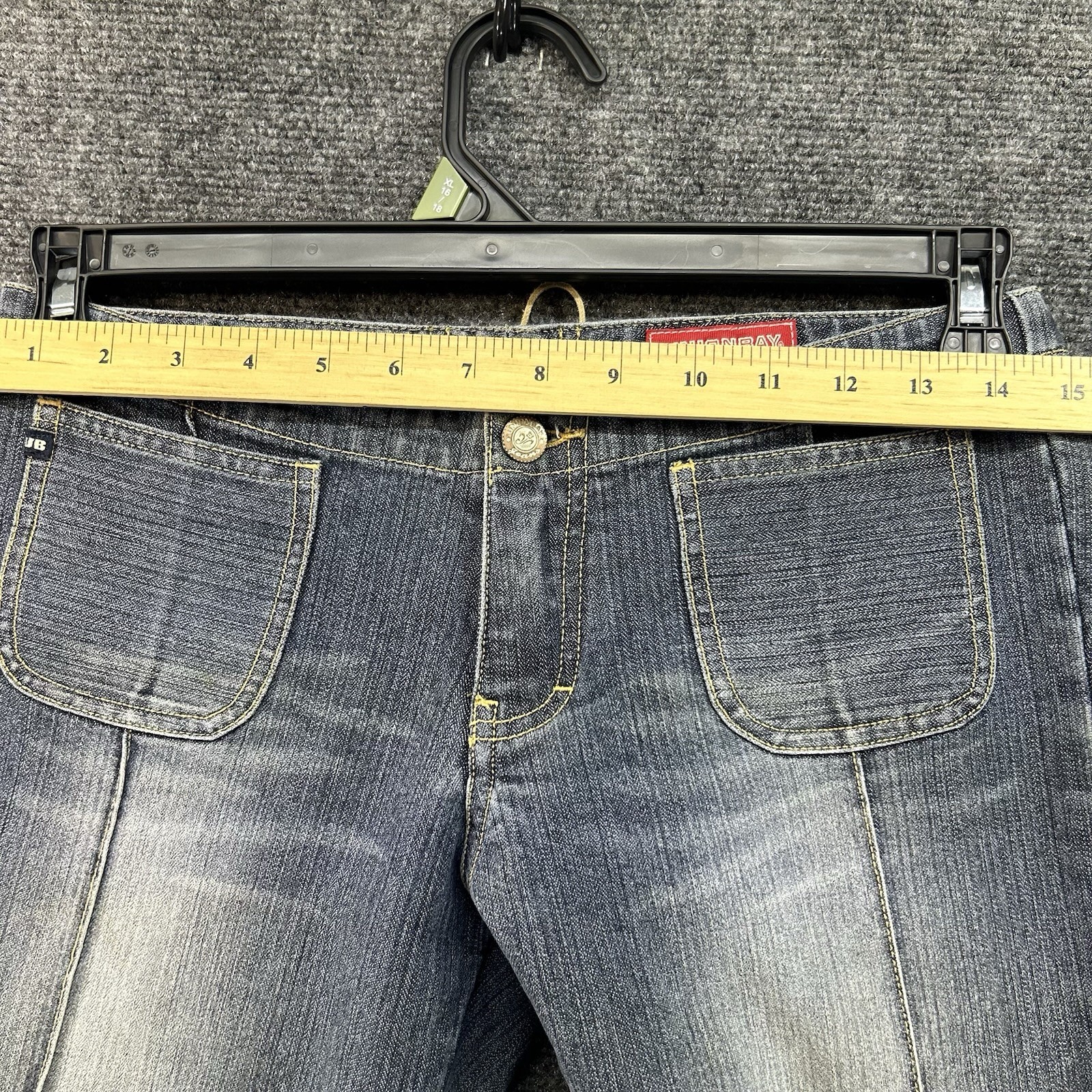 Vtg UnionBay Jeans Juniors 29×30 Low Rise Bootcut Flare Bareback Lace Up Y2K 00s