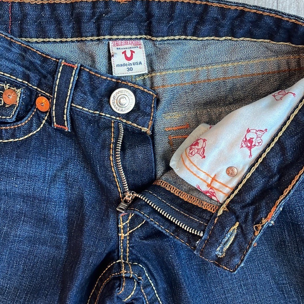 True Religion Y2K Joey Big T Rainbow 30 Embroidered Pocket Boot Cut Jeans