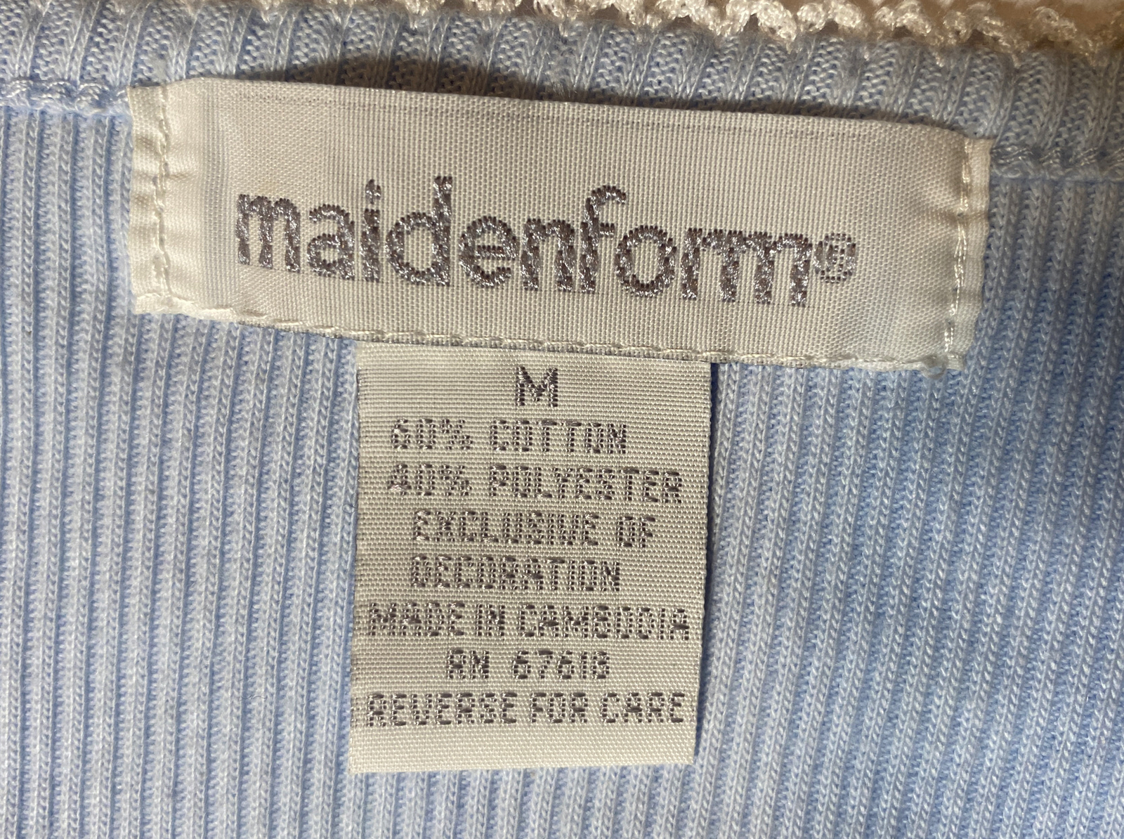 NWT Maidenform Nightgown M Cotton Polyester Blue Long Sleeves