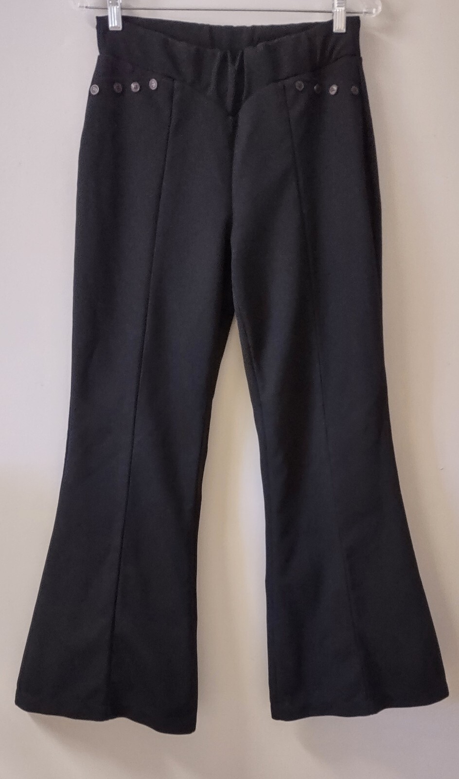 Vintage 60&rsquo;s Black Polyester MOD Hippie Bell Bottoms Pants Miss Holly S Average