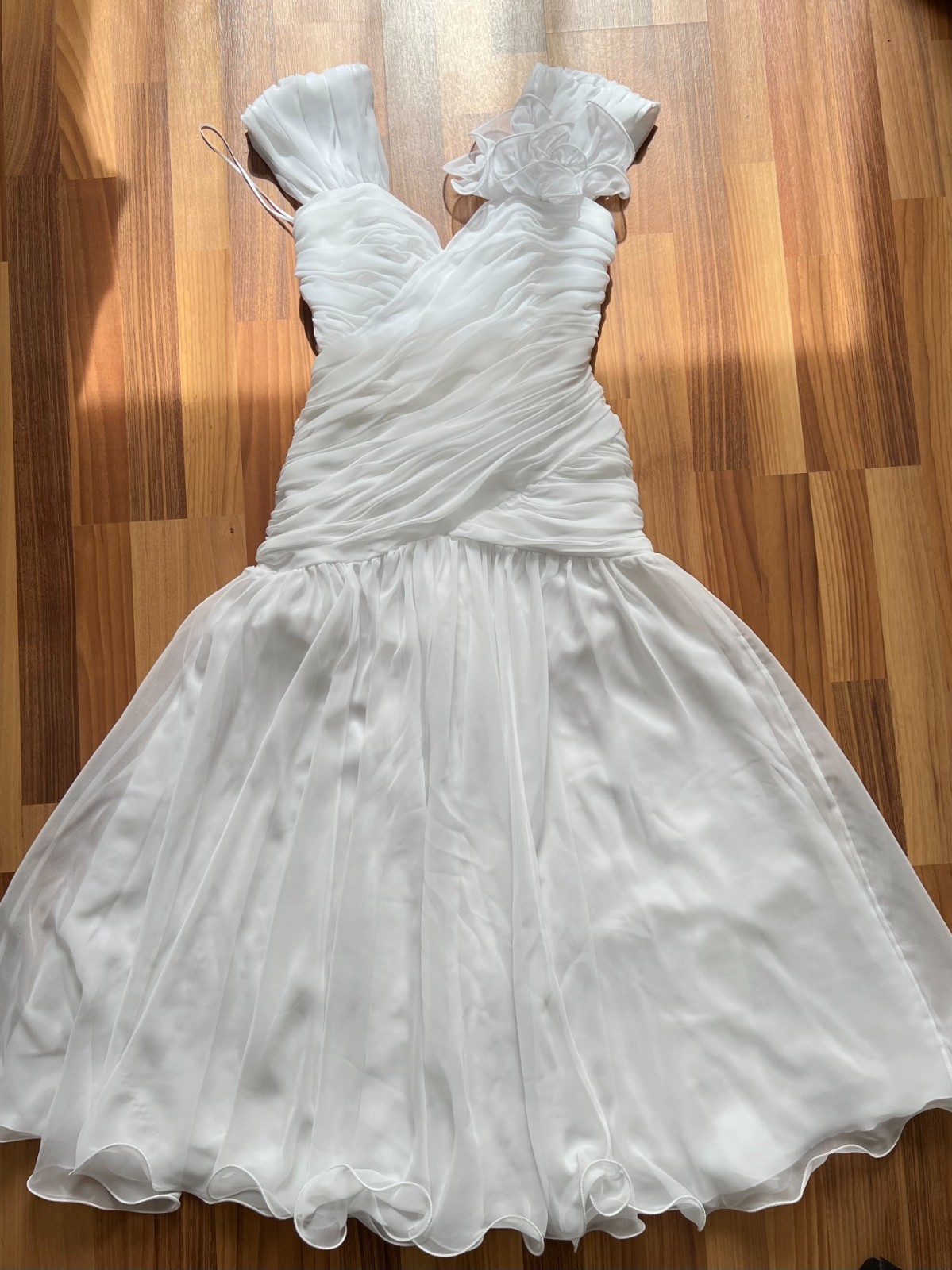 1980s JOHN CHARLES Minimalist Wedding Dress Drop Waist Bridal Fairytale Romantic