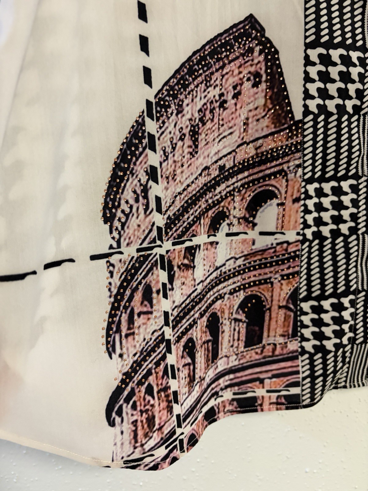 Y2K Tricotto Mixed Print/Pattern Button Down Blouse Sz 2X Art To Wear 3/4 Sleeve