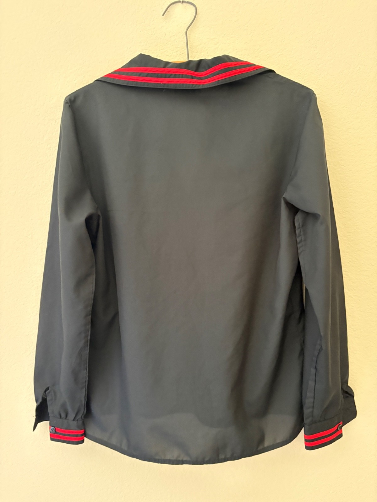 Vintage 1970s Disco Sailor Top Thin Black Red S Studio 54 Club